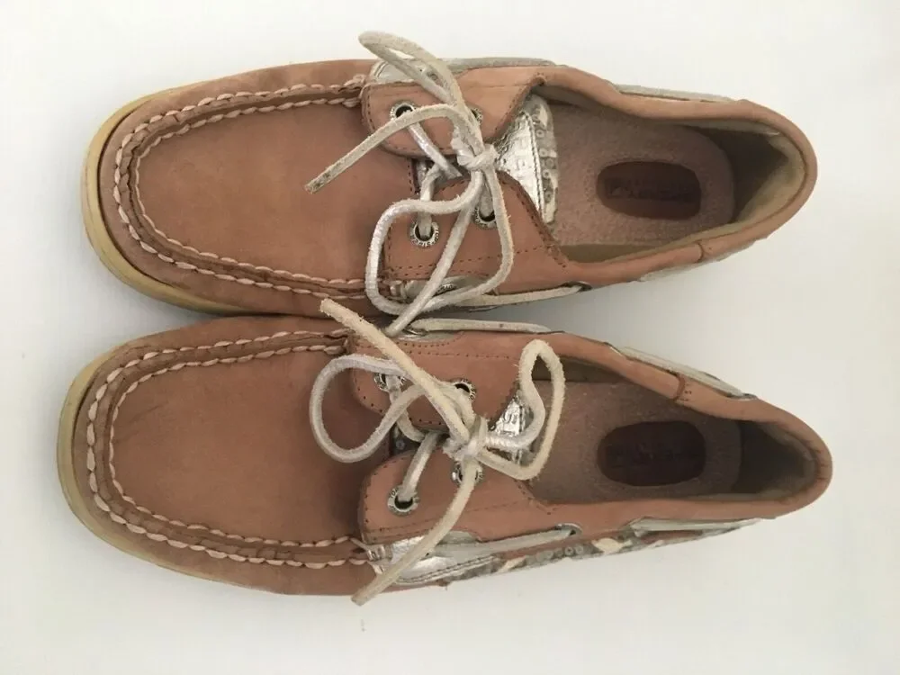 6.5M Sperry Top-Sider Bluefish Leopard Print Sequin Boat Shoes 9174624